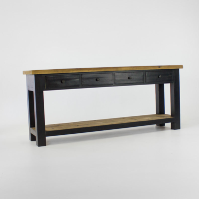 Beach Console With 4 Drawers And Shelf In Black