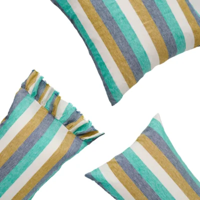 Lagoon Stripe Ruffle Pillow