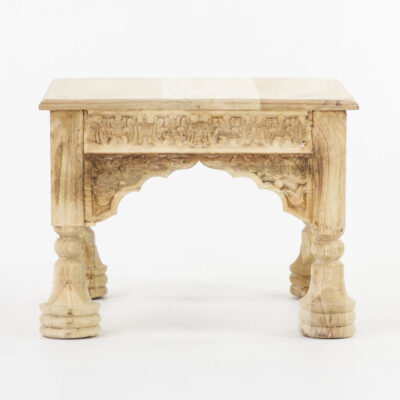 Indian Square Side Table With Carved Arches