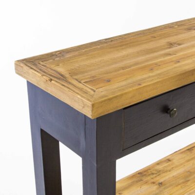 Beach Console With 3 Drawers And Shelf in Black