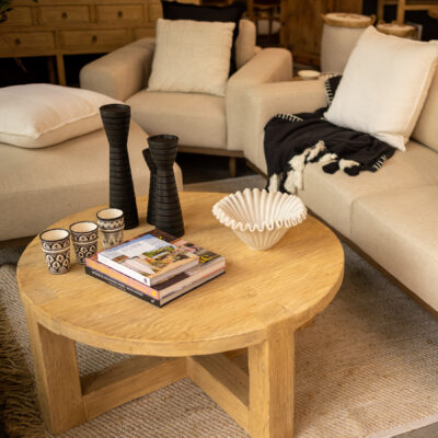 Noosa Round Coffee Table with Cross Legs