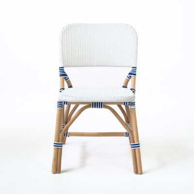 Parisian Dining Chair White with Blue Stripe Trim