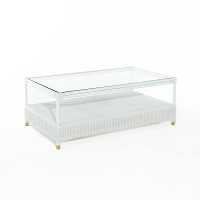 Amalfi Outdoor Coffee Table White with Brass Legs