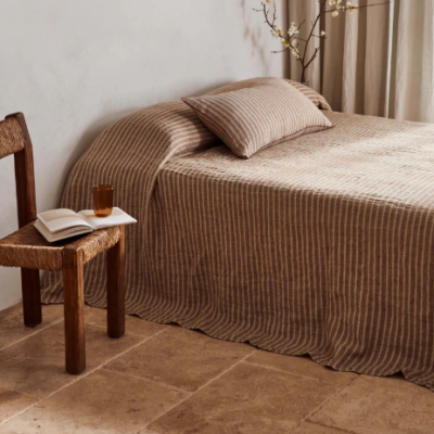 Ava Stripe Toffee Bedcover 240x260cm