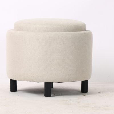 Round Ottoman in Antique White
