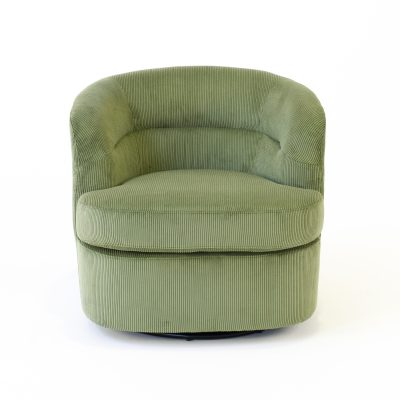 Amelia Swivel Chair in Corduroy Green
