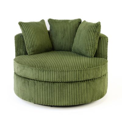 Lola Grand Swivel Chair in Corduroy Green