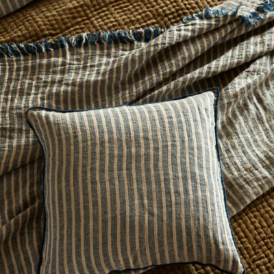 Ava Stripe Indigo Large Square Cushion