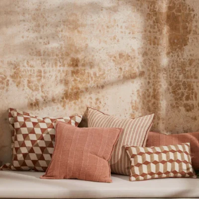 Ava Stripe Toffee Large Square Cushion 55x55cm