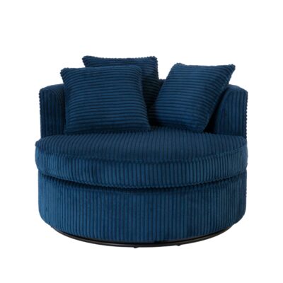 Lola Grand Swivel Chair in Corduroy Blue