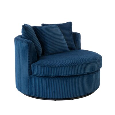 Lola Grand Swivel Chair in Corduroy Blue